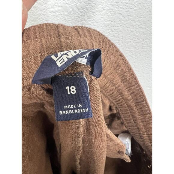 Lands End Womens Wide Leg Linen Pants Size 18 Brown - Picture 3 of 5